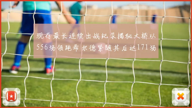 现存最长连续出战纪录揭秘大桥以556场领跑希尔德紧随其后达171场